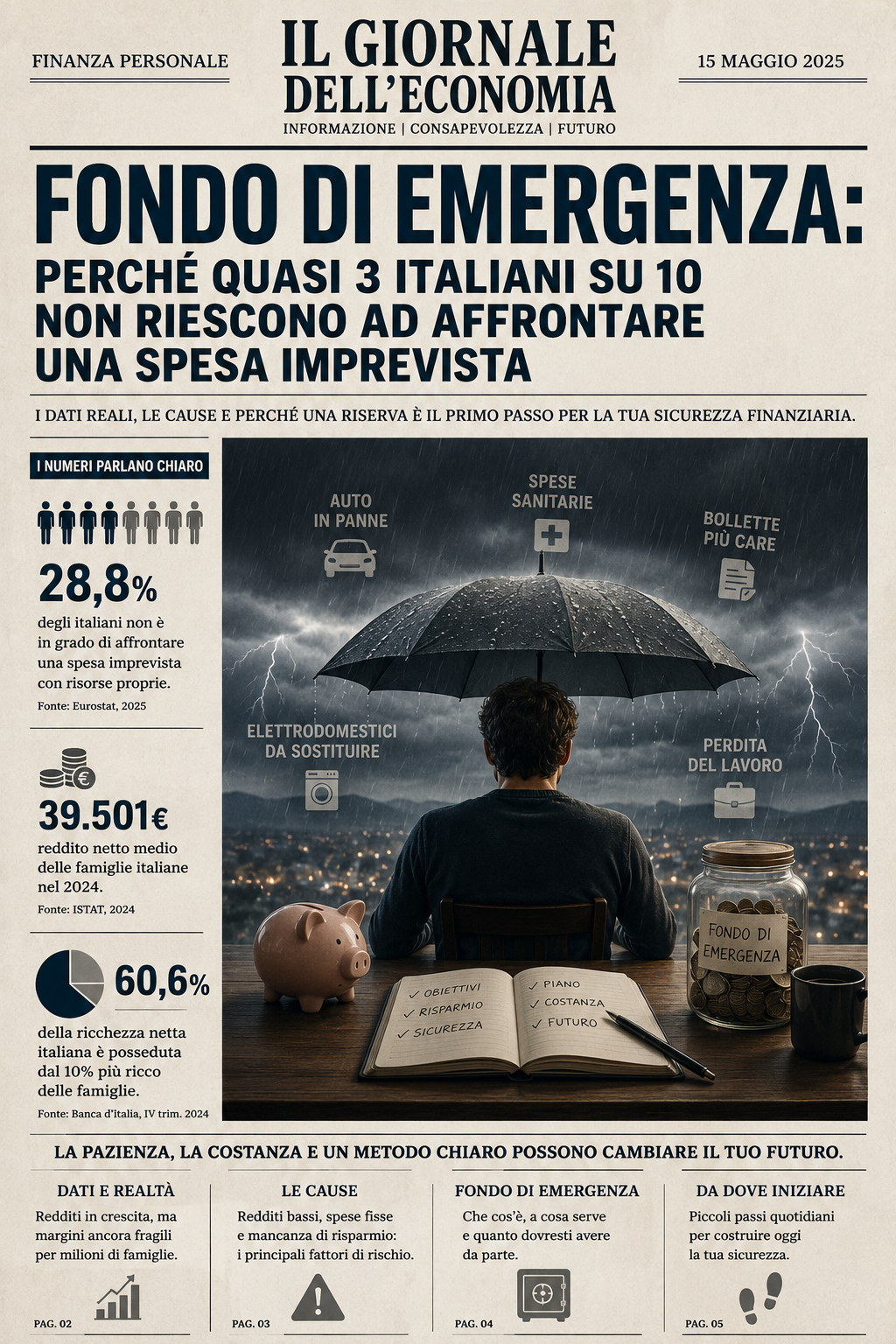 Fondo di emergenza: perché quasi 3 italiani su 10 non riescono ad affrontare una spesa imprevista  Tempo di lettura: circa 8 minuti