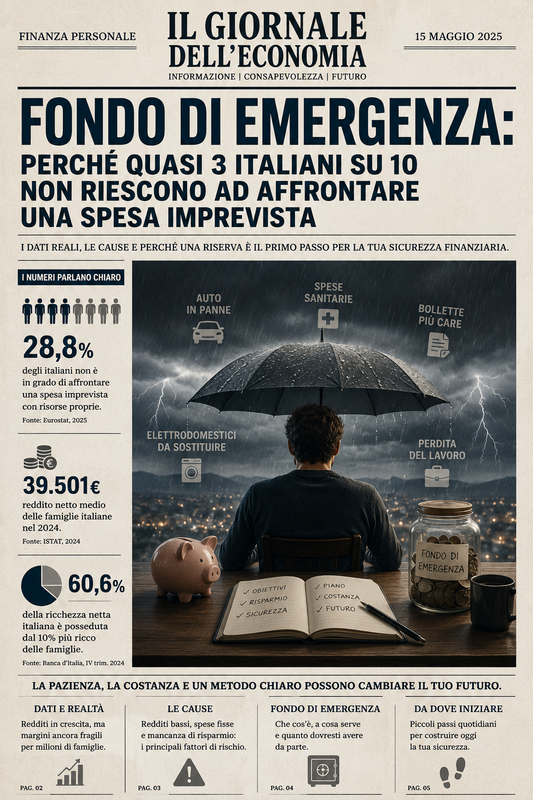 Fondo di emergenza: perché quasi 3 italiani su 10 non riescono ad affrontare una spesa imprevista  Tempo di lettura: circa 8 minuti